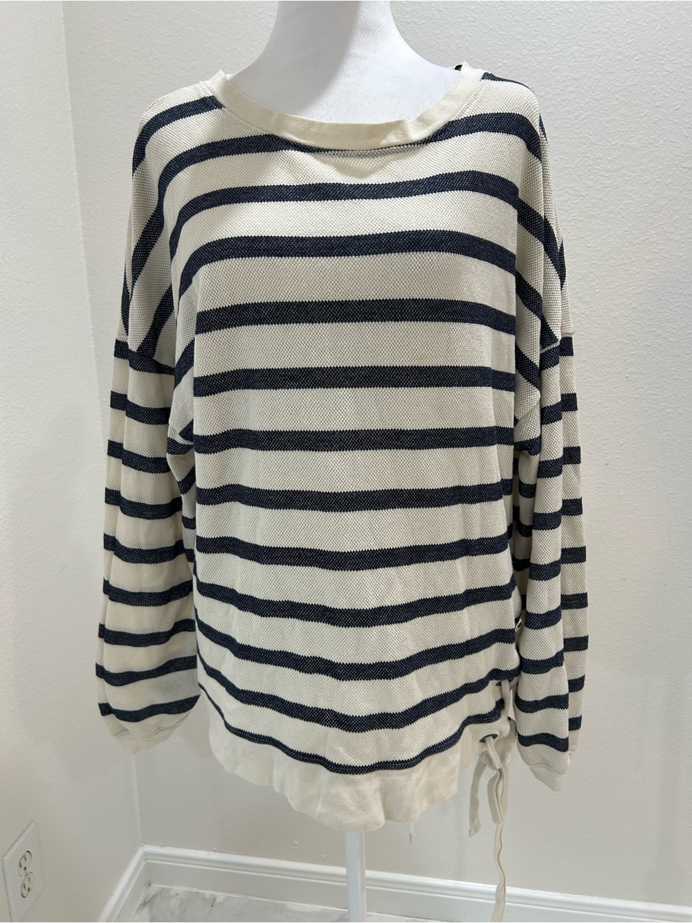 Gibson Latimer Striped Boatneck Pullover Breathable Sweater Top, Size XL